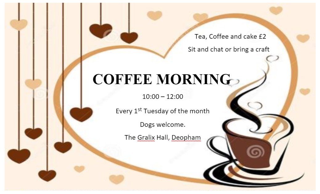 Coffee Morning – Gralix Hall, Deopham, 5th March