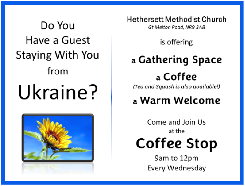 Coffee Stop – Hethersett Methodist Church Hall, Every Wednesday