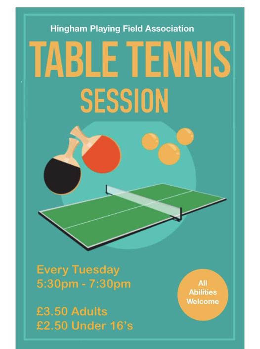 Table Tennis – Hingham Sports & Social Club, Every Tuesday