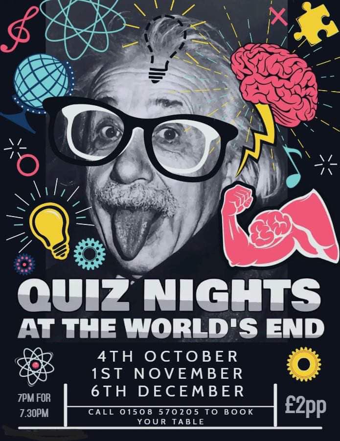 Quiz Night -The Worlds End, Mulbarton, 6th December