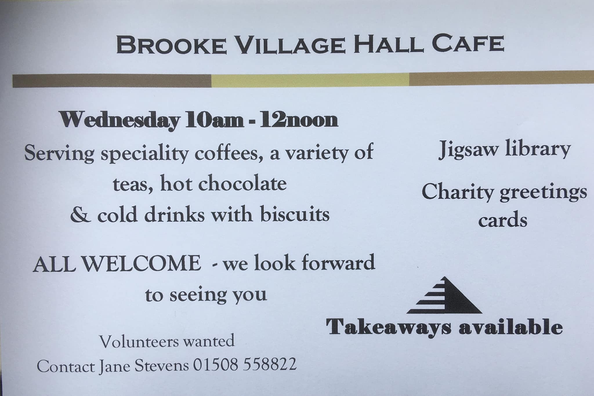 Brooke Village Hall Café – Every Wednesday