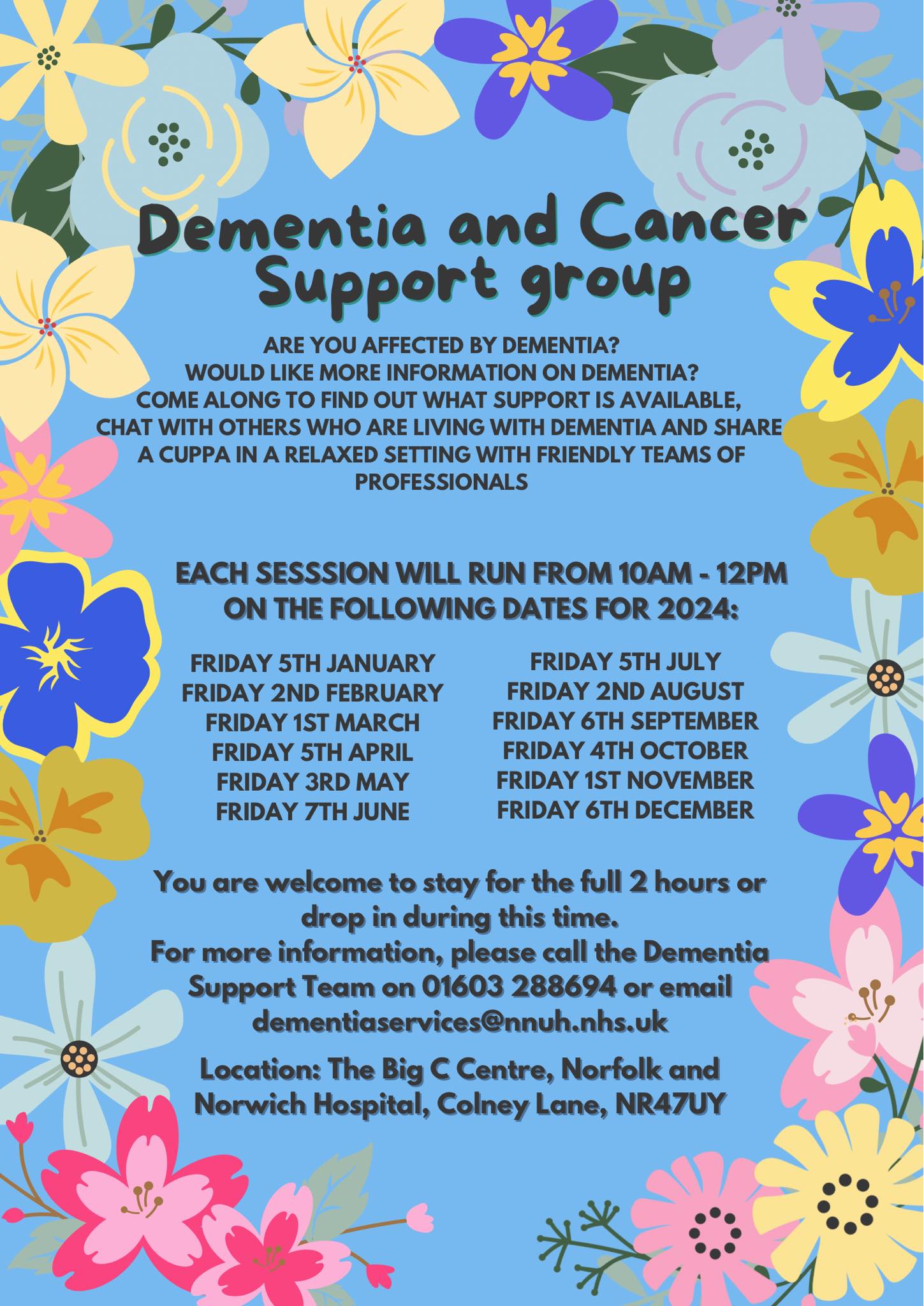 Dementia Support Group – Big C Centre, N&NU Hospital, 1st March