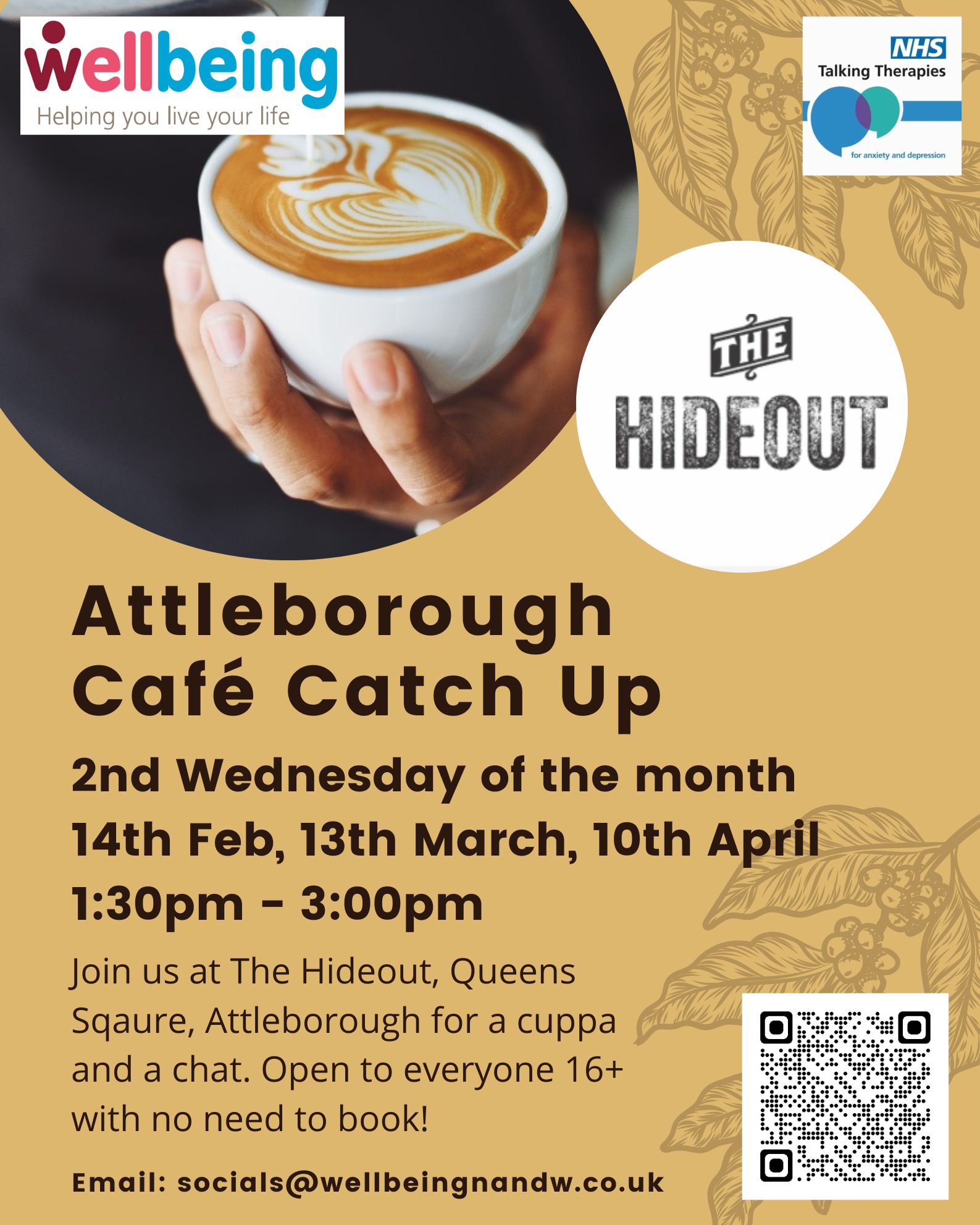 Wellbeing Café Catch-Up – The Hideout, Attleborough, 13th March