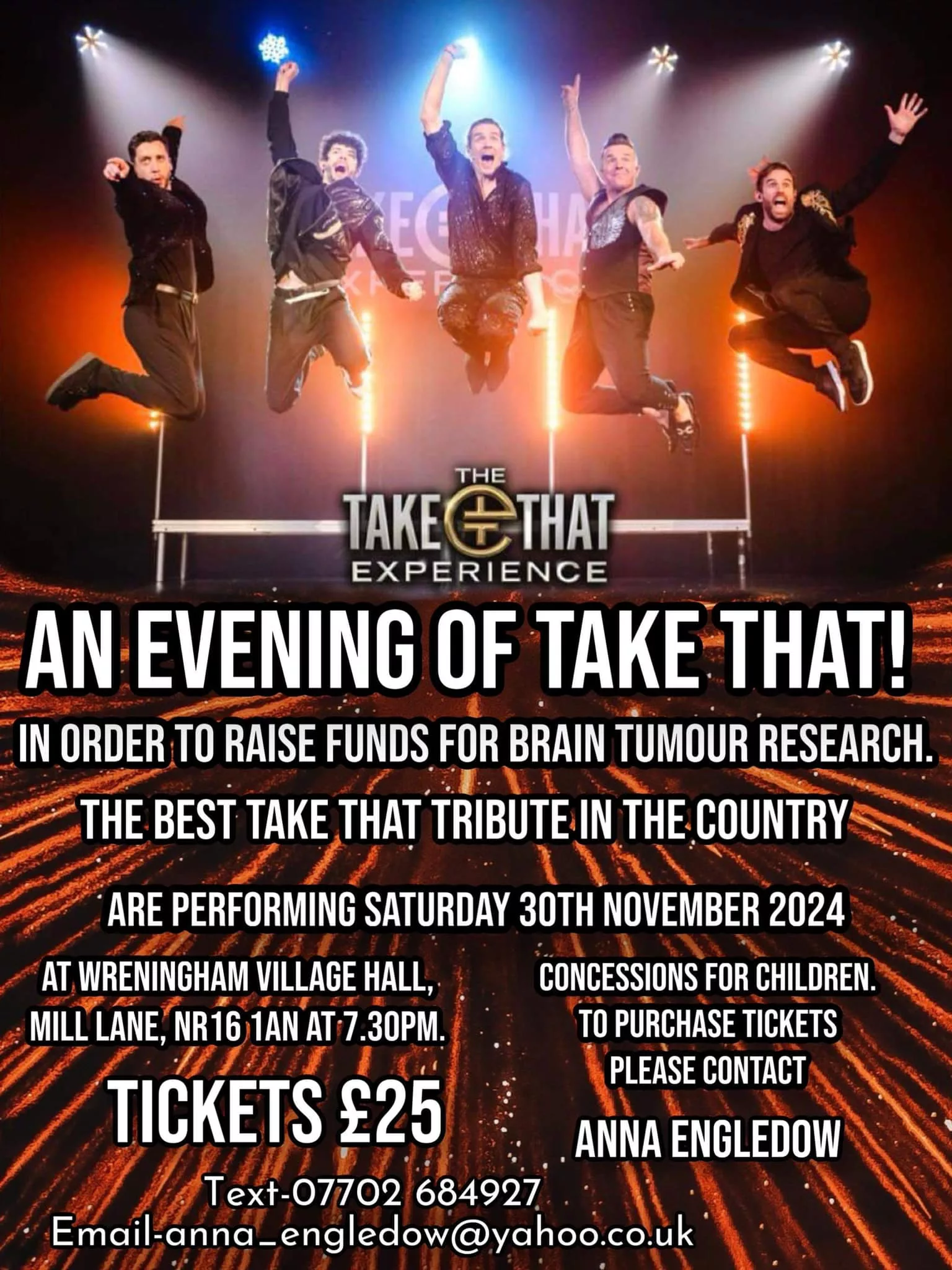 Live Performance: The Take That Experience – Wreningham Village Hall, 30th November