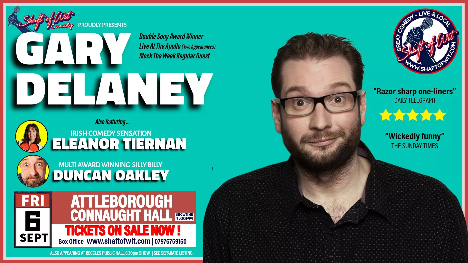 Comedy: Gary Delaney – Connaught Hall, Attleborough, 6th September