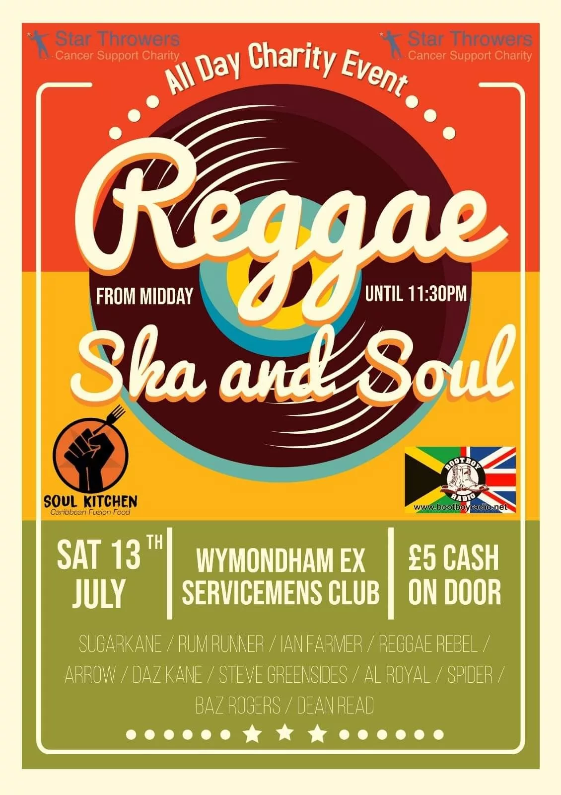 All Day Charity Reggae, Ska and Soul Party – Wymondham & District Ex-Services Club, 13th July