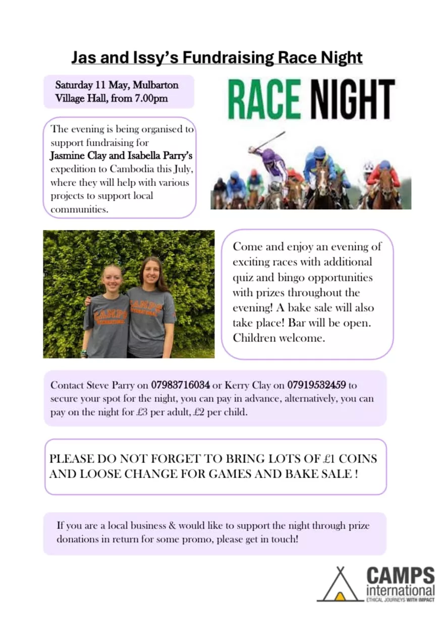 Fundraising Race Night – Mulbarton Village Hall, 11th May