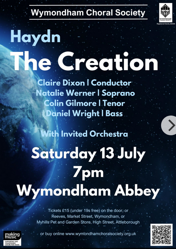 Concert : Haydn The Creation – Wymondham Choral Society, 13th July