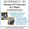 Talk: Peter Steward ‘ A Charmed Life’ – Hethersett WI , Methodist Church Hall, Hethersett, 16th February